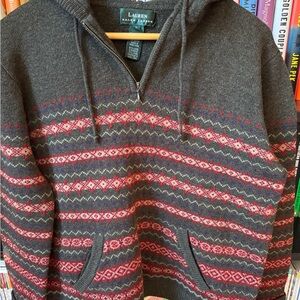 Vintage Ralph Lauren Women’s Hooded Zip-Up Sweater Forest Green / Wool